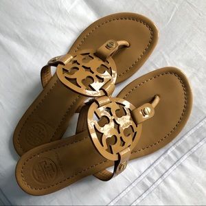 Tory Burch Miller Sand Patent Leather Sandals